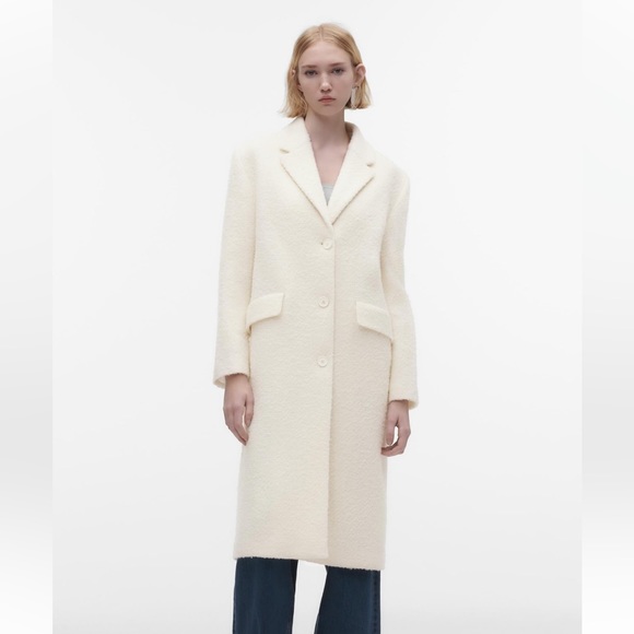 Zara STRAIGHT CUT WOOL BLEND COAT. Ecru. - Picture 3 of 13